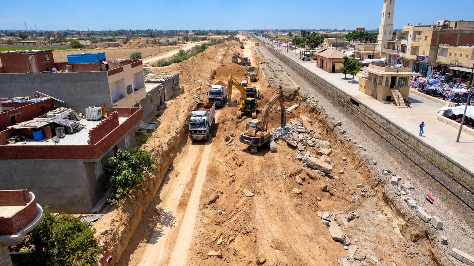 أعمال الحفر بجوار المحطة