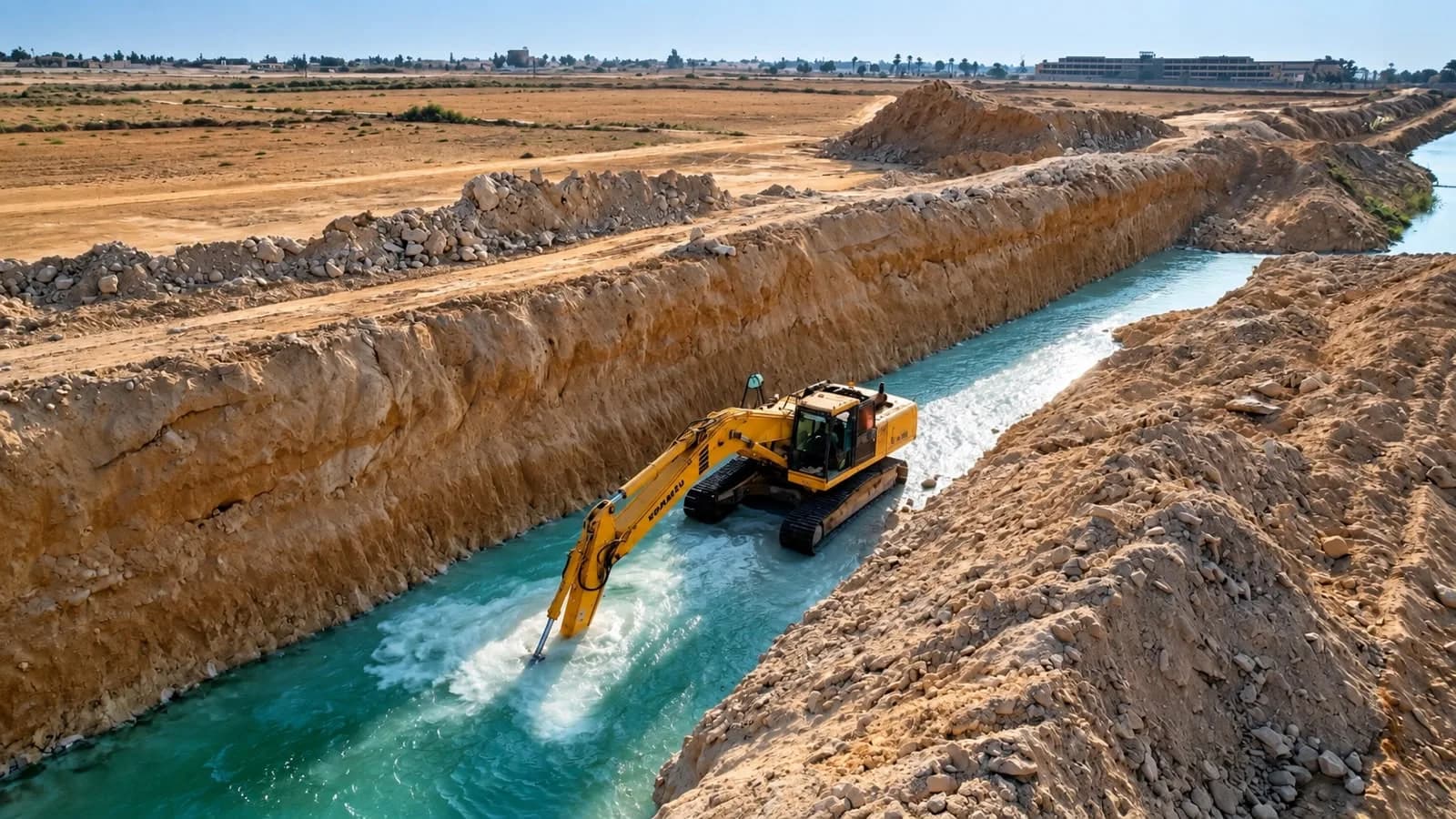 Al-Masrya excavator working in the canal